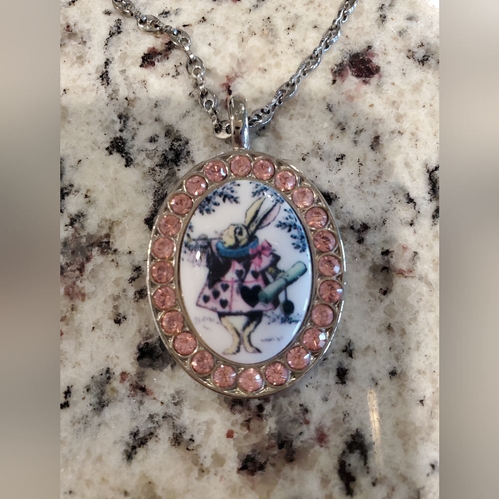 Tarina Tarantino White Rabbit Rhinestone Necklace